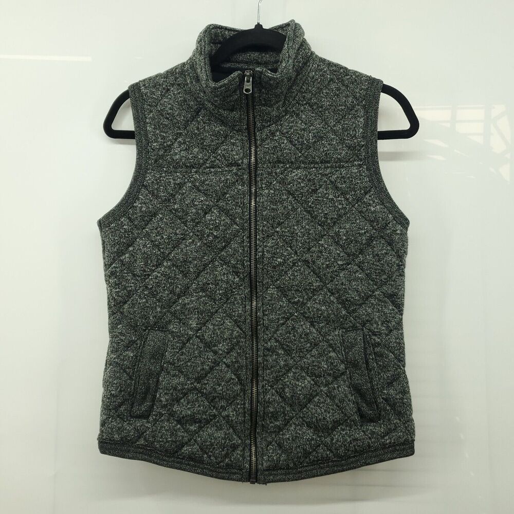 Abercrombie & Fitch Quilted Vest Men Large Heather Gray Lined Mock Neck Full Zip
